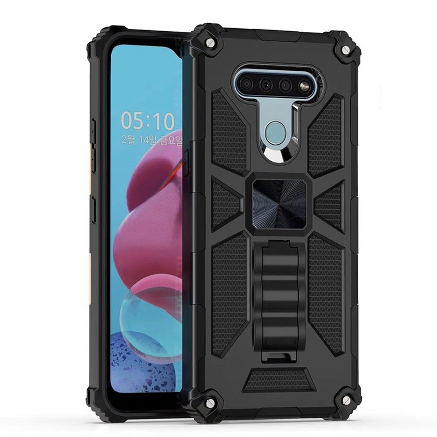 For LG K51 / Q51 / Reflect / LMKFor Impact Protective Magnetic Car Mount Armor Kickstand Hybrid Case Cover Black Image 1