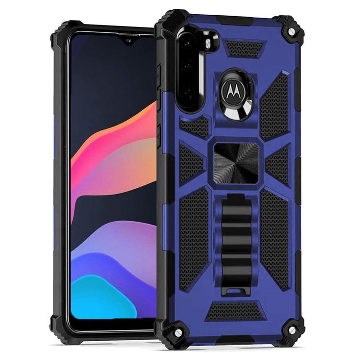 For Motorola Moto G8 / XT2045 Impact Protective Magnetic Car Mount Armor Kickstand Hybrid Case Cover Black Image 7