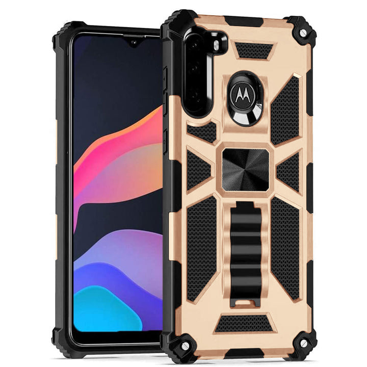 For Motorola Moto G8 / XT2045 Impact Protective Magnetic Car Mount Armor Kickstand Hybrid Case Cover Black Image 8