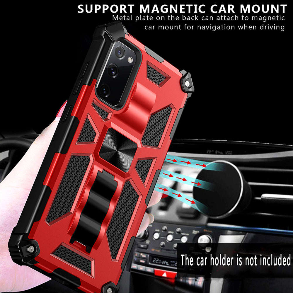 For Samsung Galaxy Note20 5G Impact Protective Magnetic Car Mount Armor Kickstand Hybrid Case Cover Black Image 2