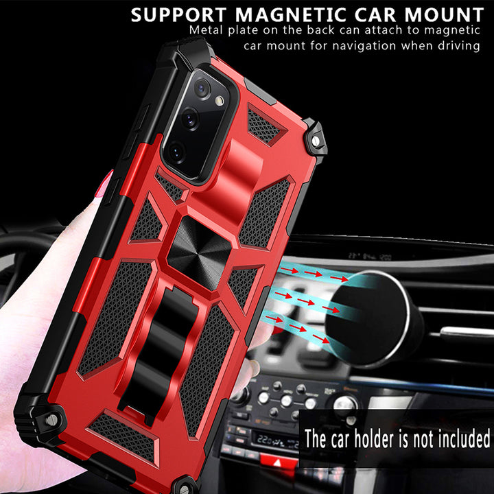 For Samsung Galaxy S20 Impact Protective Magnetic Car Mount Armor Kickstand Hybrid Case Cover Black Image 2