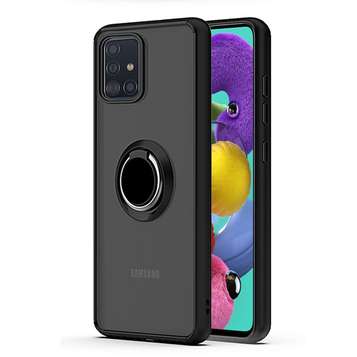 For Motorola Moto G9 Plus / XT2087 Impact Metal Ring Holder Stand Magnetic Car Mount Protective Hybrid Case Cover Black Image 1