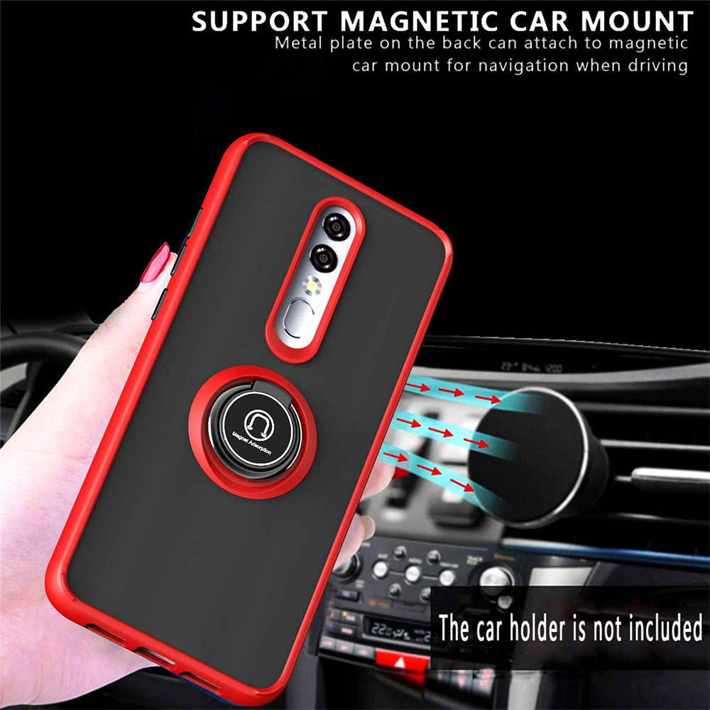 For Coolpad Legacy Brisa Impact Metal Ring Holder Stand Magnetic Car Mount Protective Hybrid Case Cover Black Image 4