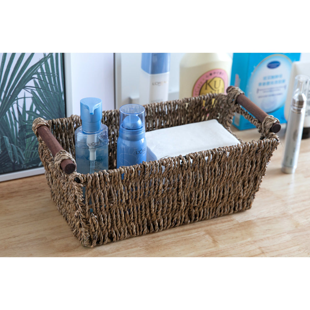 Seagrass Countertop Basket 11.75 W Rustic Paper Towel Holder Natural Decor Image 2