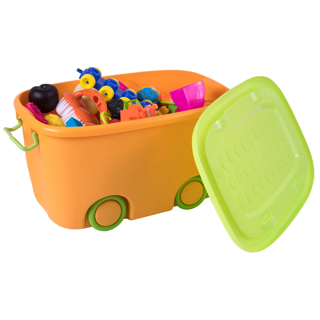 Stackable Toy Storage Box with Wheels Large Small Colorful Portable Organizer Image 1