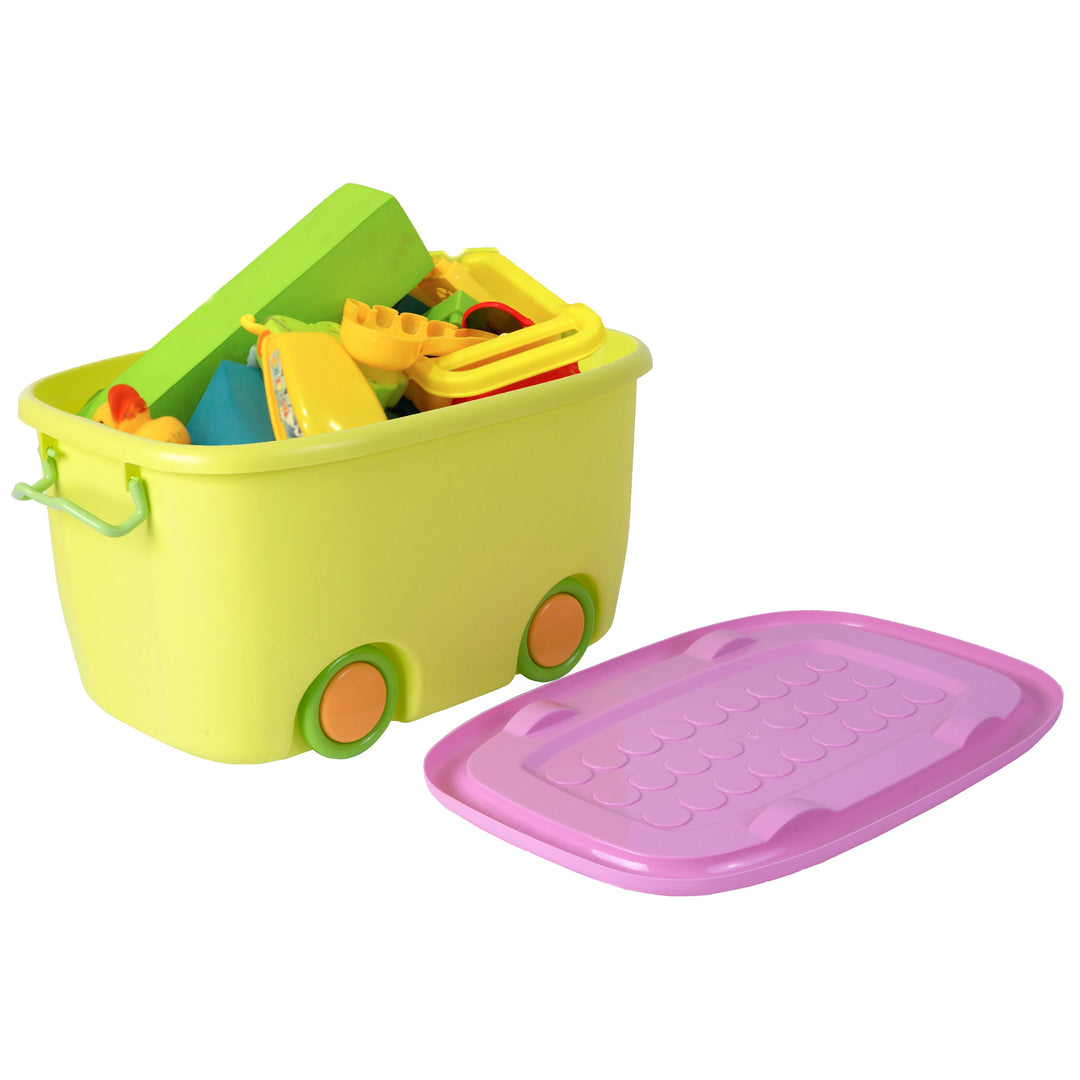 Stackable Toy Storage Box with Wheels Large Small Colorful Portable Organizer Image 4