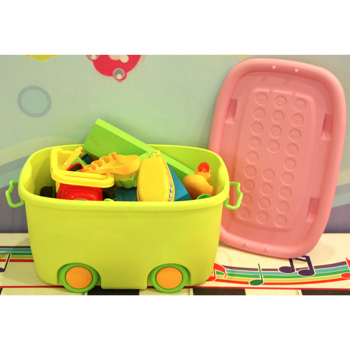 Stackable Toy Storage Box with Wheels Large Small Colorful Portable Organizer Image 6