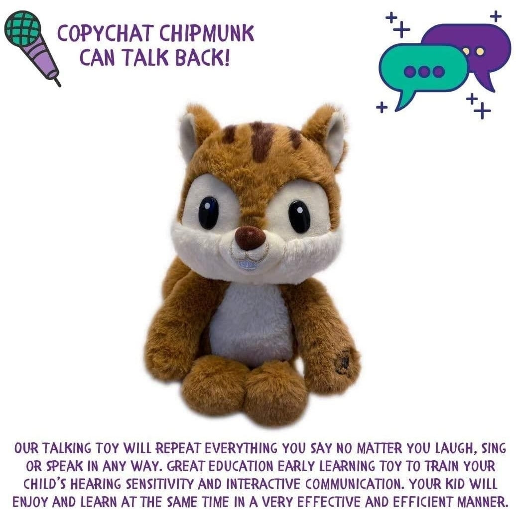 Chipmunk Mimic Talks Back Plush Early Learning Kids Toy Animal Mighty Mojo Image 3