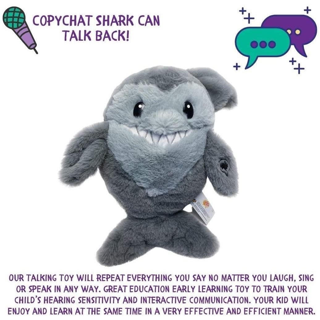 Mighty Mojo Shark Mimic Talk Back Plush Toy Early Learning Kids Animal Image 3