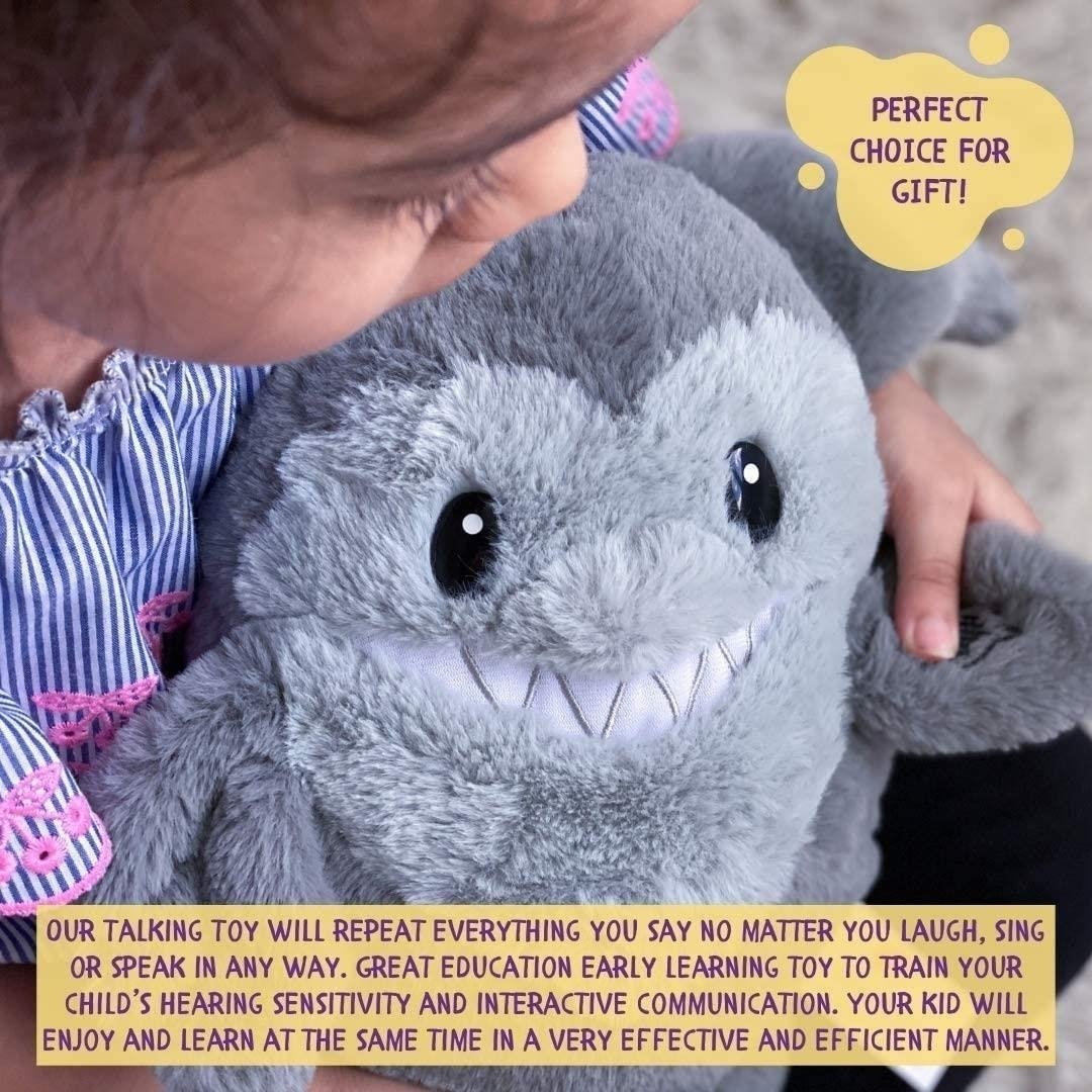 Mighty Mojo Shark Mimic Talk Back Plush Toy Early Learning Kids Animal Image 4