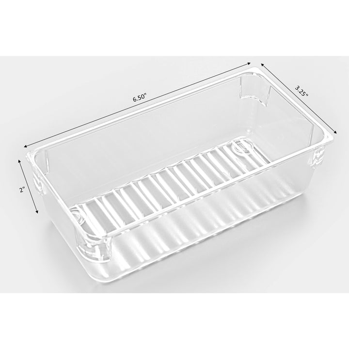 Clear Plastic Drawer Organizers Set of 2 Durable Storage Small Large Containers Image 9