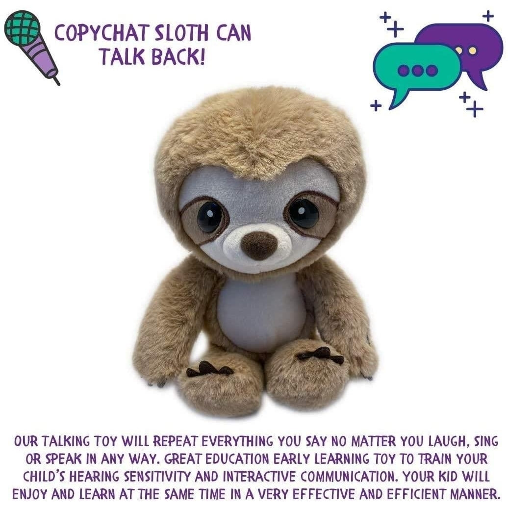 Sloth Mimic Repeats Talk Back Plush Early Learning Kids Toy Animal Mighty Mojo Image 3