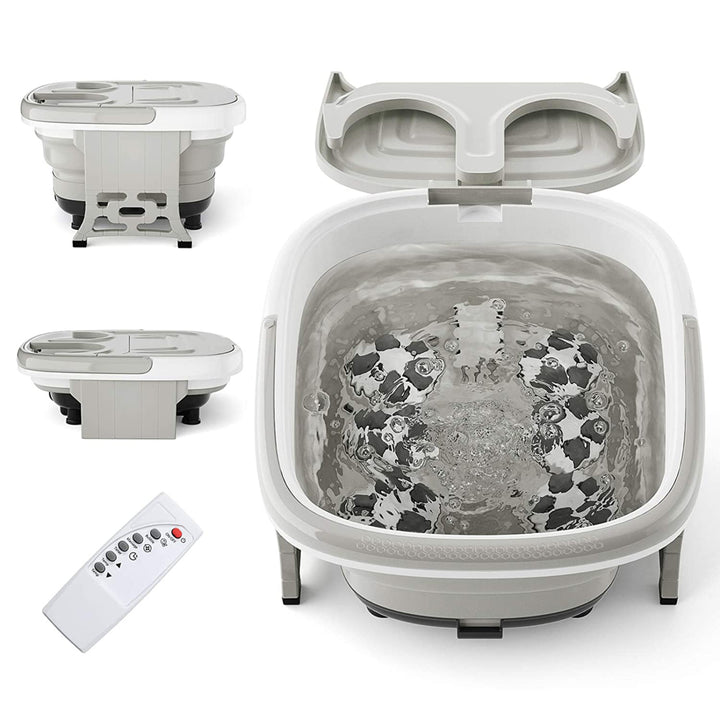 Portable Folding Foot Bath Spa Massager w/ Remote Control Timer Gray Image 1