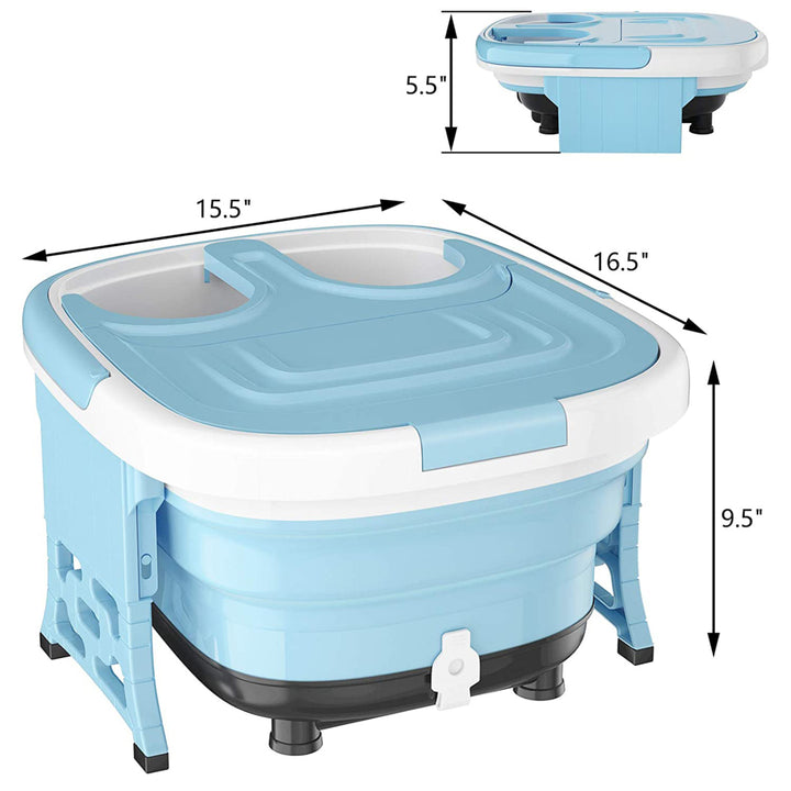 Portable Folding Foot Bath Spa Massager w/ Remote Control Timer Blue Image 2