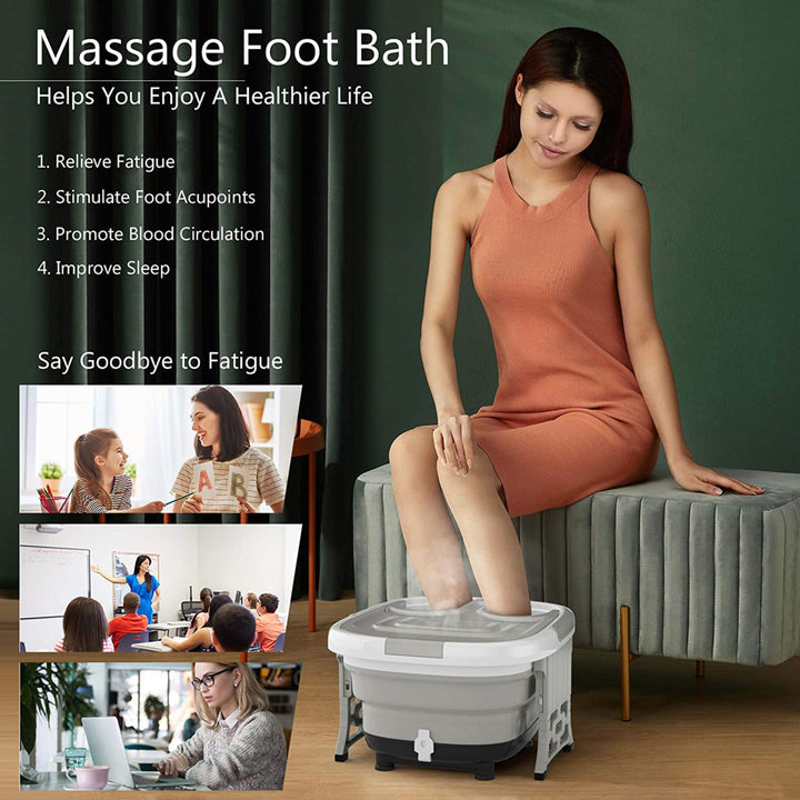 Portable Folding Foot Bath Spa Massager w/ Remote Control Timer Gray Image 4