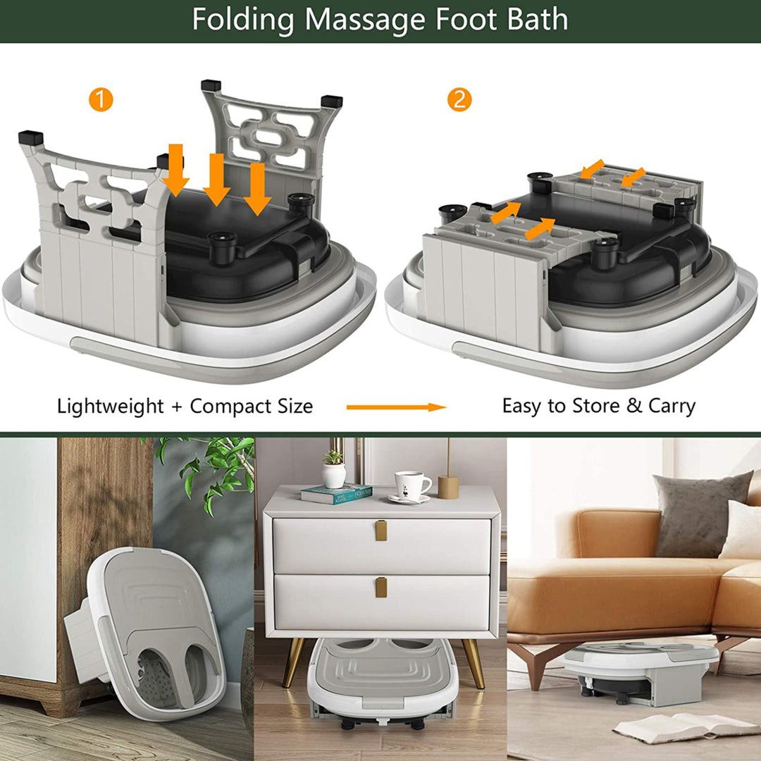 Portable Folding Foot Bath Spa Massager w/ Remote Control Timer Gray Image 8
