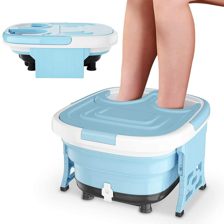 Portable Folding Foot Bath Spa Massager w/ Remote Control Timer Blue Image 7