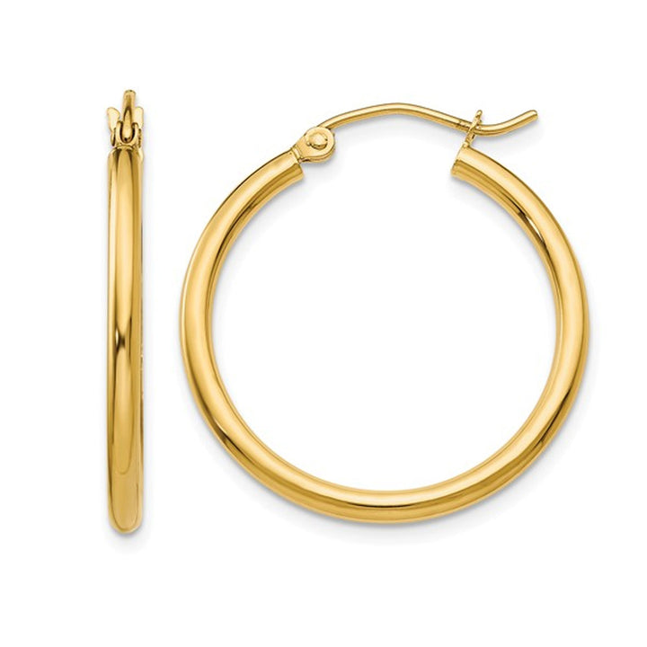 14K Yellow Gold Medium Classic Hoop Earrings 4/5 Inch (2.00mm) Image 1