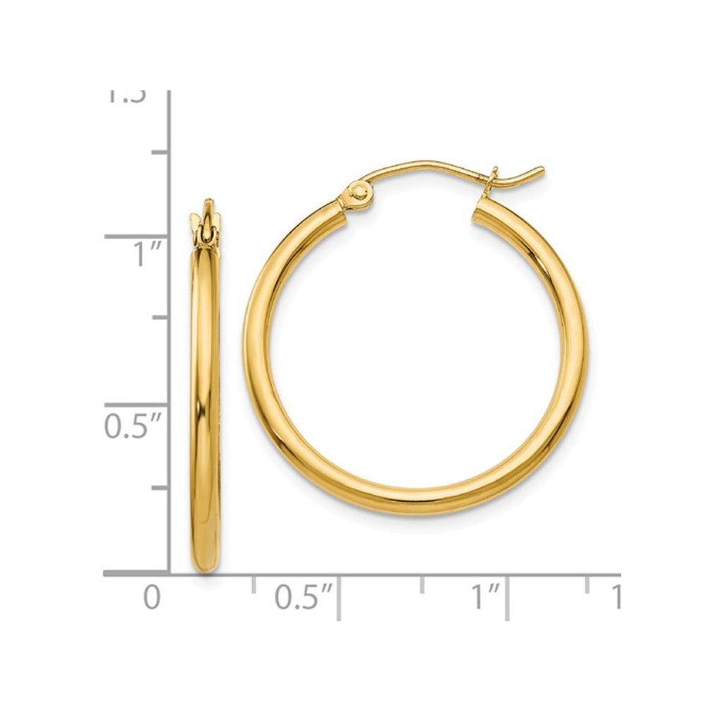 14K Yellow Gold Medium Classic Hoop Earrings 4/5 Inch (2.00mm) Image 2