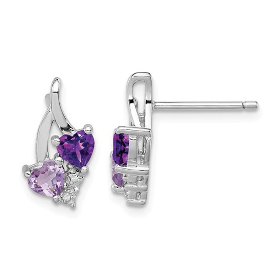 9/10 Carat (ctw) Amethyst and Pink Quartz Earrings in Sterling Silver Image 1