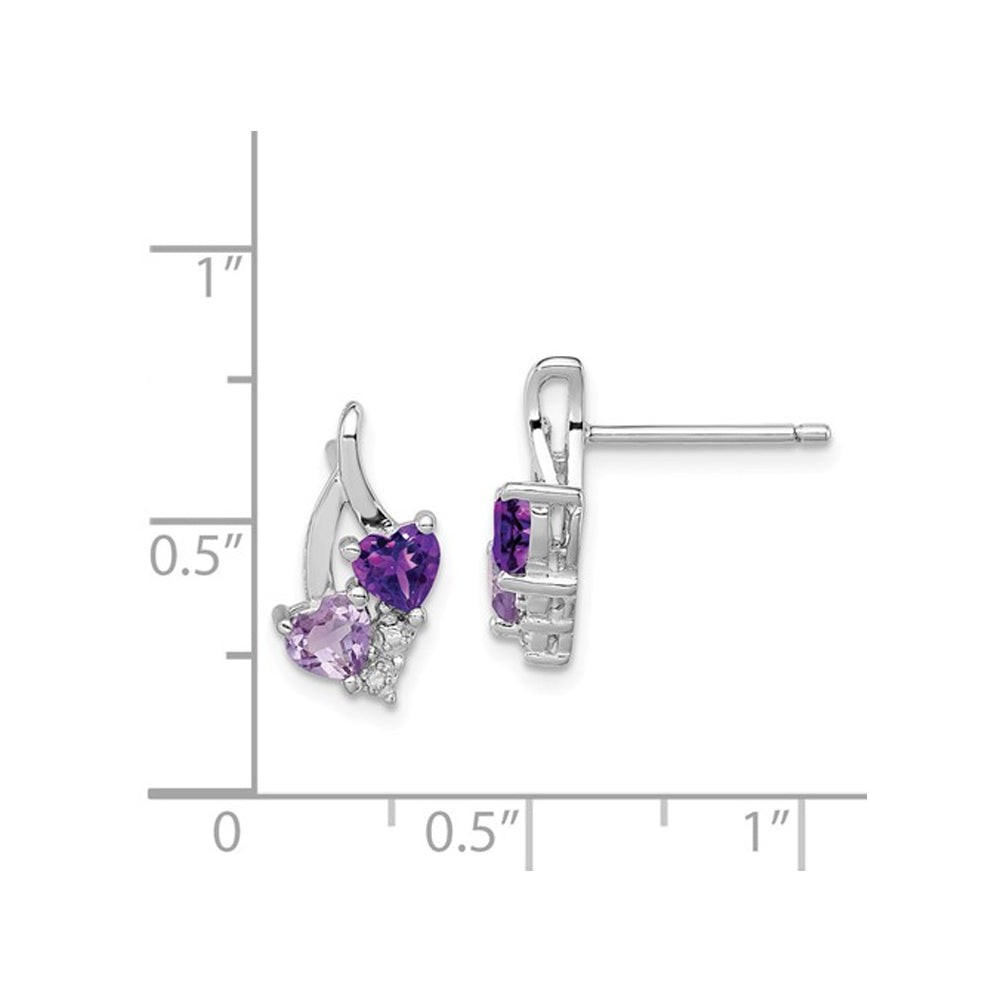 9/10 Carat (ctw) Amethyst and Pink Quartz Earrings in Sterling Silver Image 2