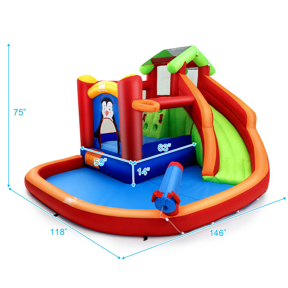 Inflatable Slide Bouncer and Water Park Bounce House Splash Pool Water Cannon Image 2