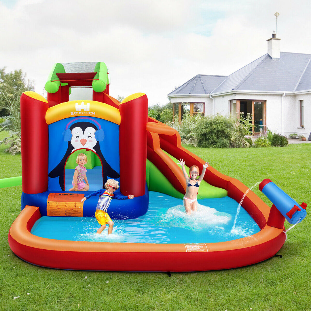 Inflatable Slide Bouncer and Water Park Bounce House Splash Pool Water Cannon Image 4