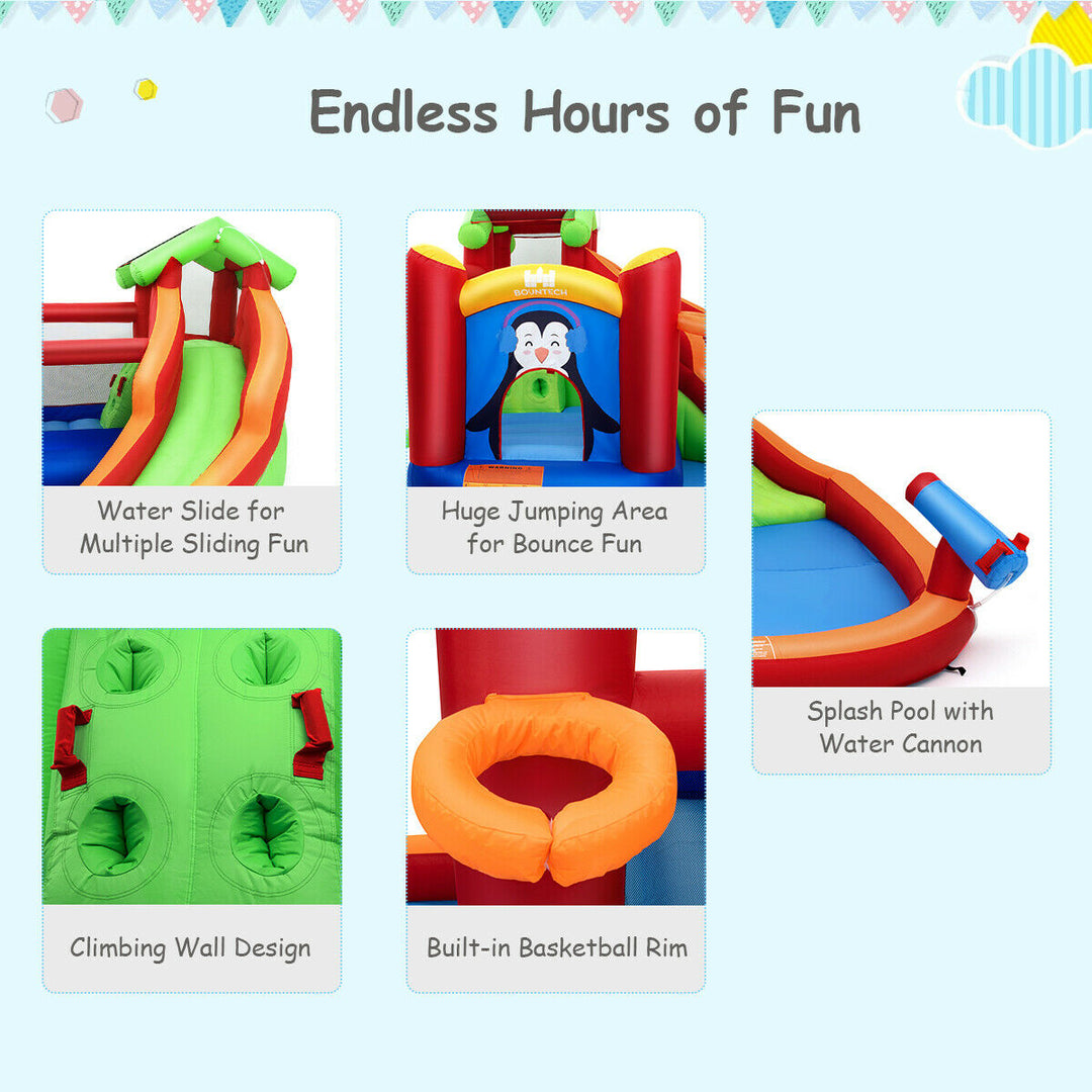 Inflatable Slide Bouncer and Water Park Bounce House Splash Pool Water Cannon Image 4