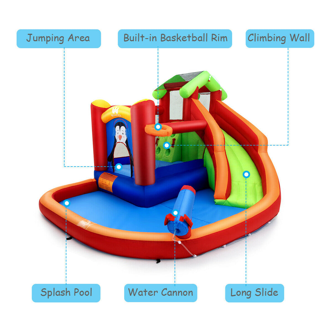 Inflatable Slide Bouncer and Water Park Bounce House Splash Pool Water Cannon Image 6