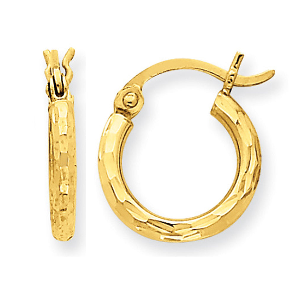 Extra Small Diamond Cut Hoop Earrings in 14K Yellow Gold (2.00mm) Image 1