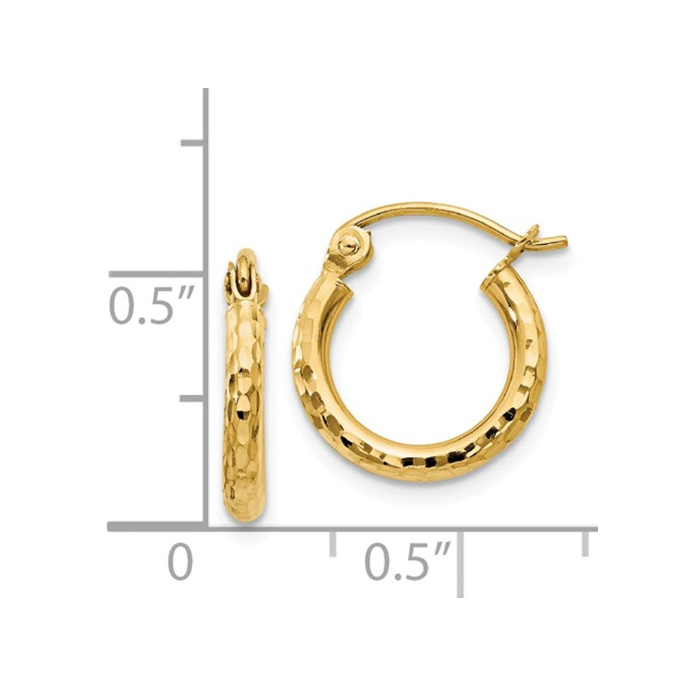 Extra Small Diamond Cut Hoop Earrings in 14K Yellow Gold (2.00mm) Image 2