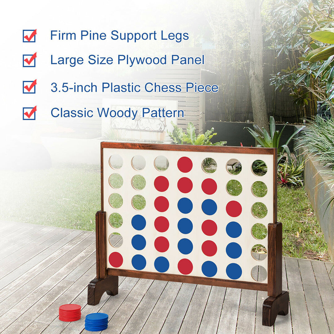 Giant 4 In A Row Game Wood Board Connect Game Toy For Adults Kids w/Carrying bag Natural Image 7