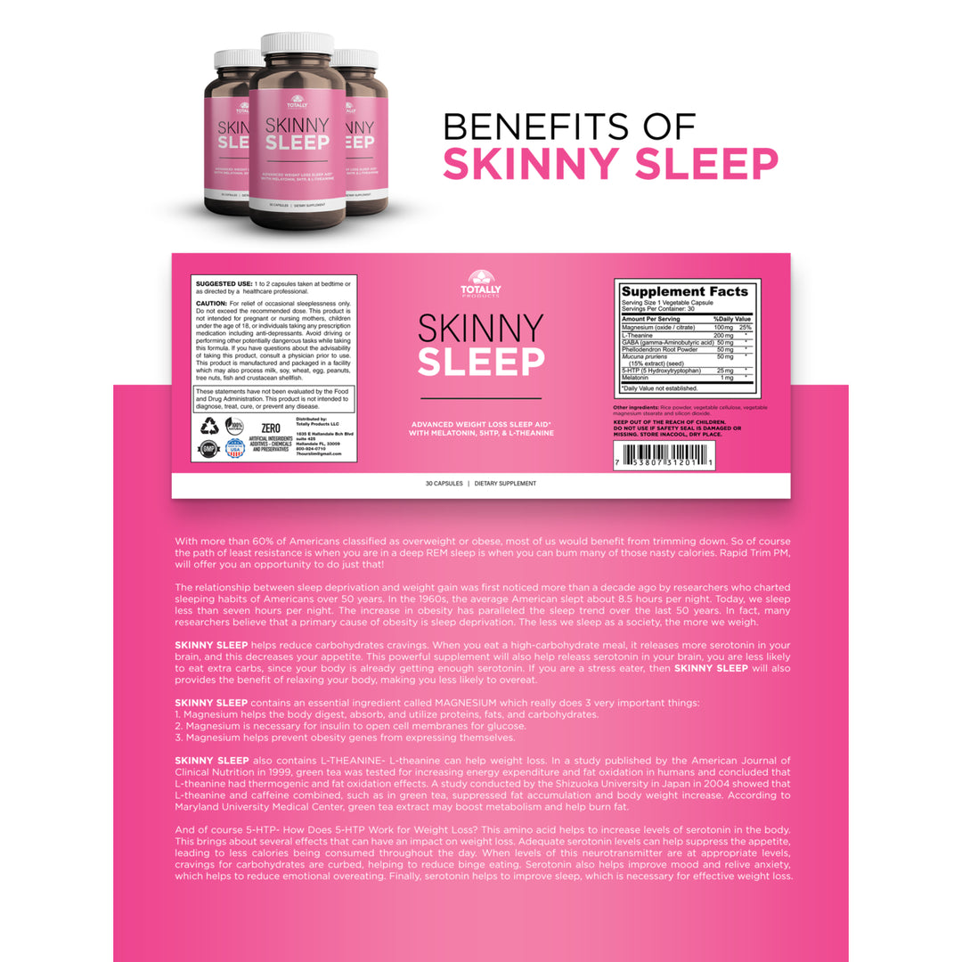 Skinny Sleep L-Glutamine Combo Pack Magnesium Muscle Support Sleep Aid Image 4