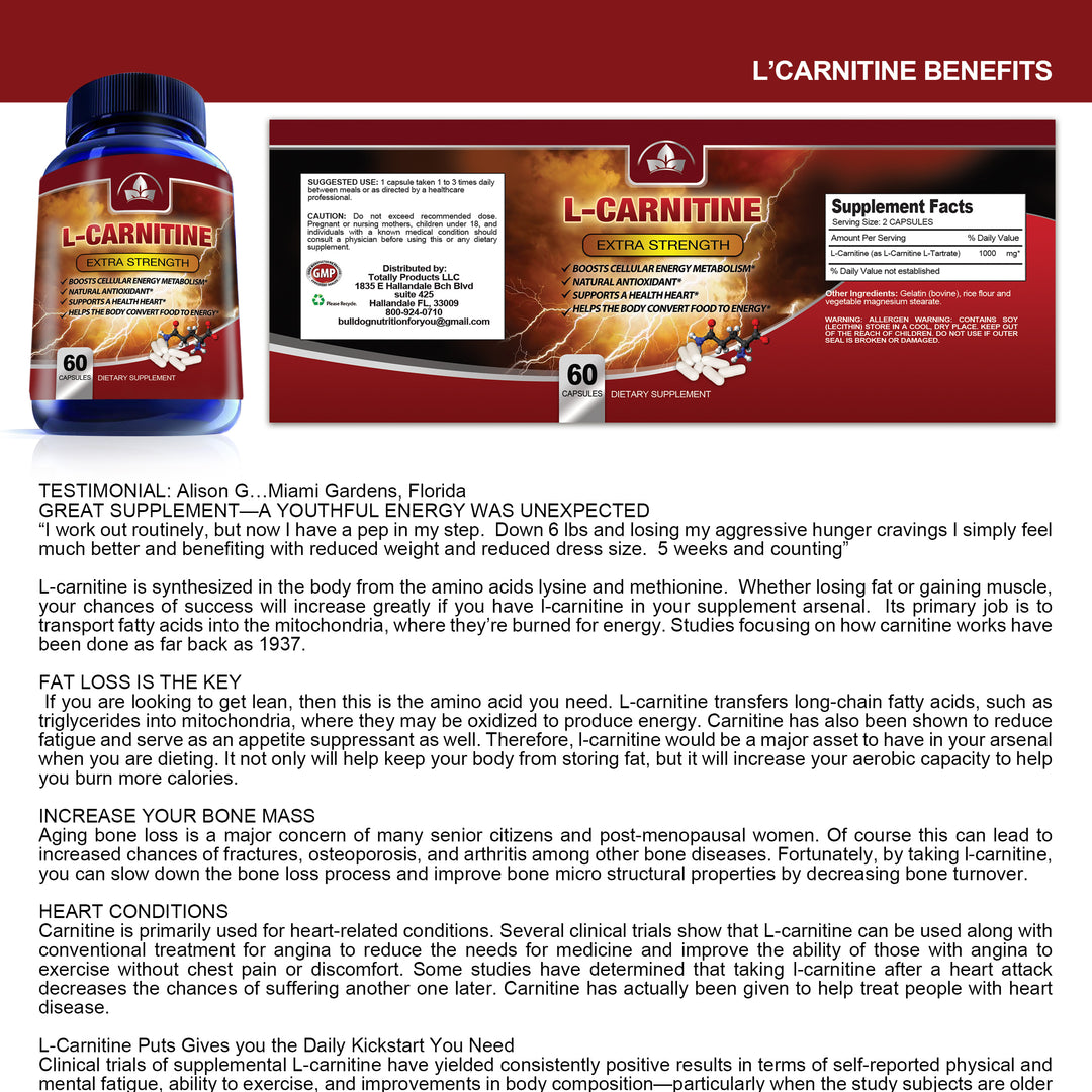 L-Glutamine L-Carnitine Extra Strength Combo Pack Muscle Support Energy Boost Image 4