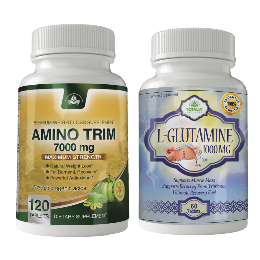 Amino Trim L-Glutamine Combo Pack Natural Supplement for Weight Loss and Recovery Image 1