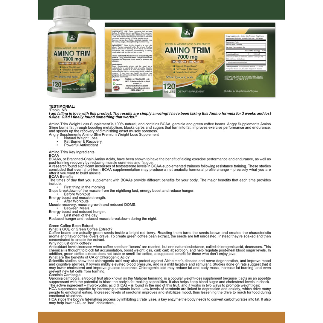 Amino Trim L-Glutamine Combo Pack Natural Supplement for Weight Loss and Recovery Image 4