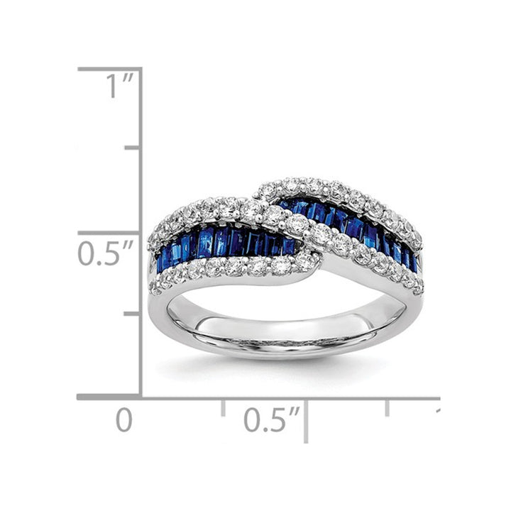 1.20 Carat (ctw) Natural Blue Sapphire Ring in 14K White Gold with 1/2 Carat (ctw) Diamonds Image 2