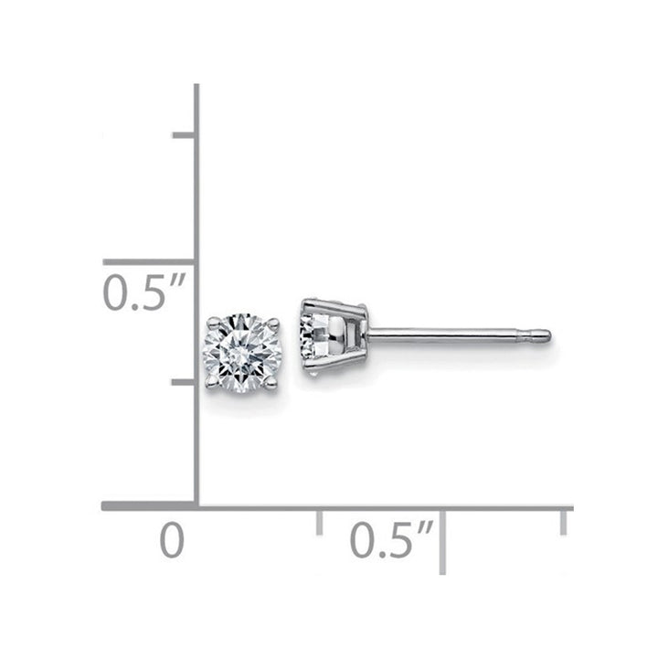 2/5 Carat (ctw) 4.00mm Synthetic Moissanite Solitaire Earrings in 14K White Gold (1/2 Ct. Diamond Look) Image 3