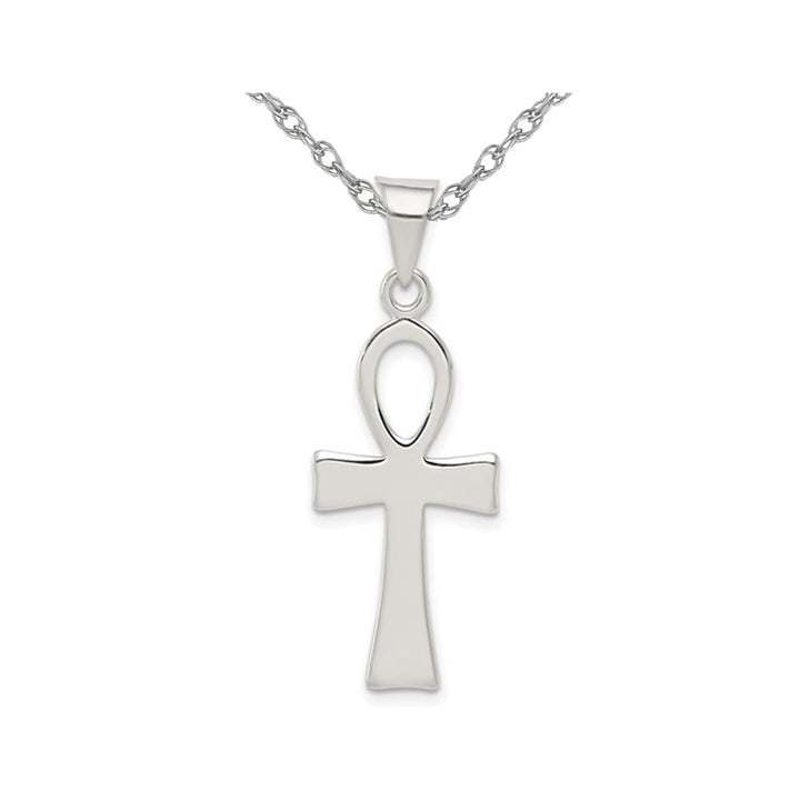 Sterling Silver Ankh Cross Pendant Necklace with Chain Image 1