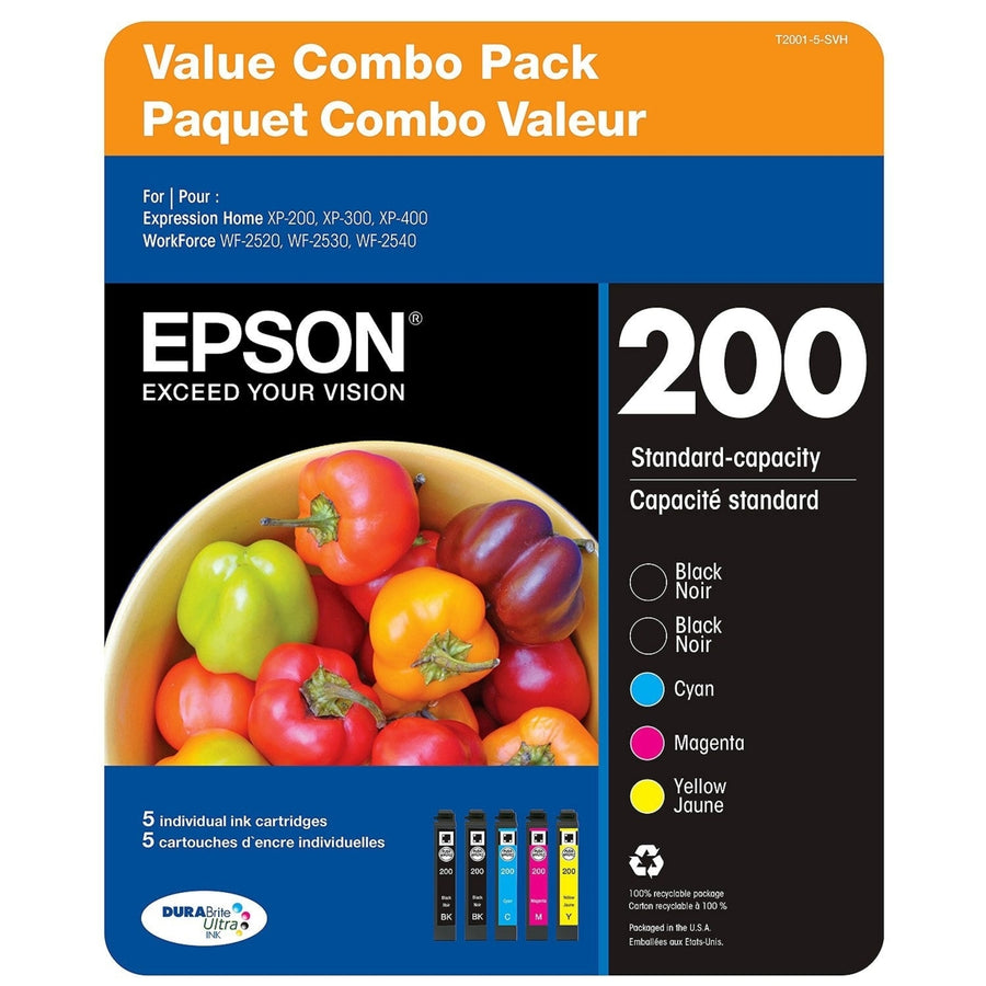 Epson T200 Ink Cartridge Combo Pack (2 Black, 1 Cyan, 1 Magenta, 1 Yellow) Image 1
