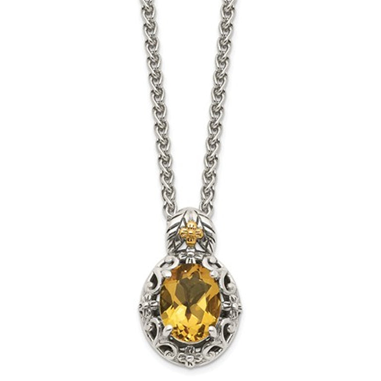 1.60 Carat (ctw) Citrine Drop Pendant Necklace in Sterling Silver with Chain Image 1