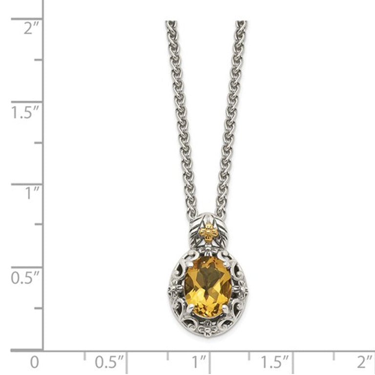 1.60 Carat (ctw) Citrine Drop Pendant Necklace in Sterling Silver with Chain Image 2