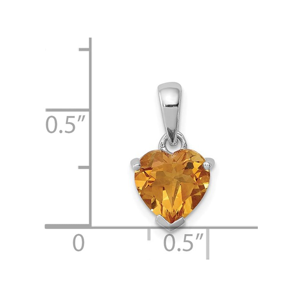 1.45 Carat (ctw) Citrine Heart Pendant Necklace in Sterling Silver with Chain Image 2