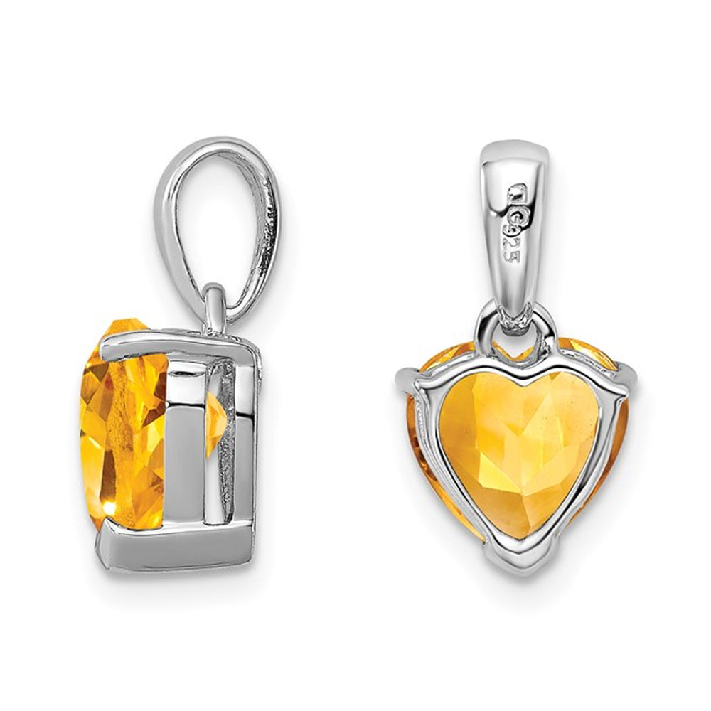 1.45 Carat (ctw) Citrine Heart Pendant Necklace in Sterling Silver with Chain Image 3