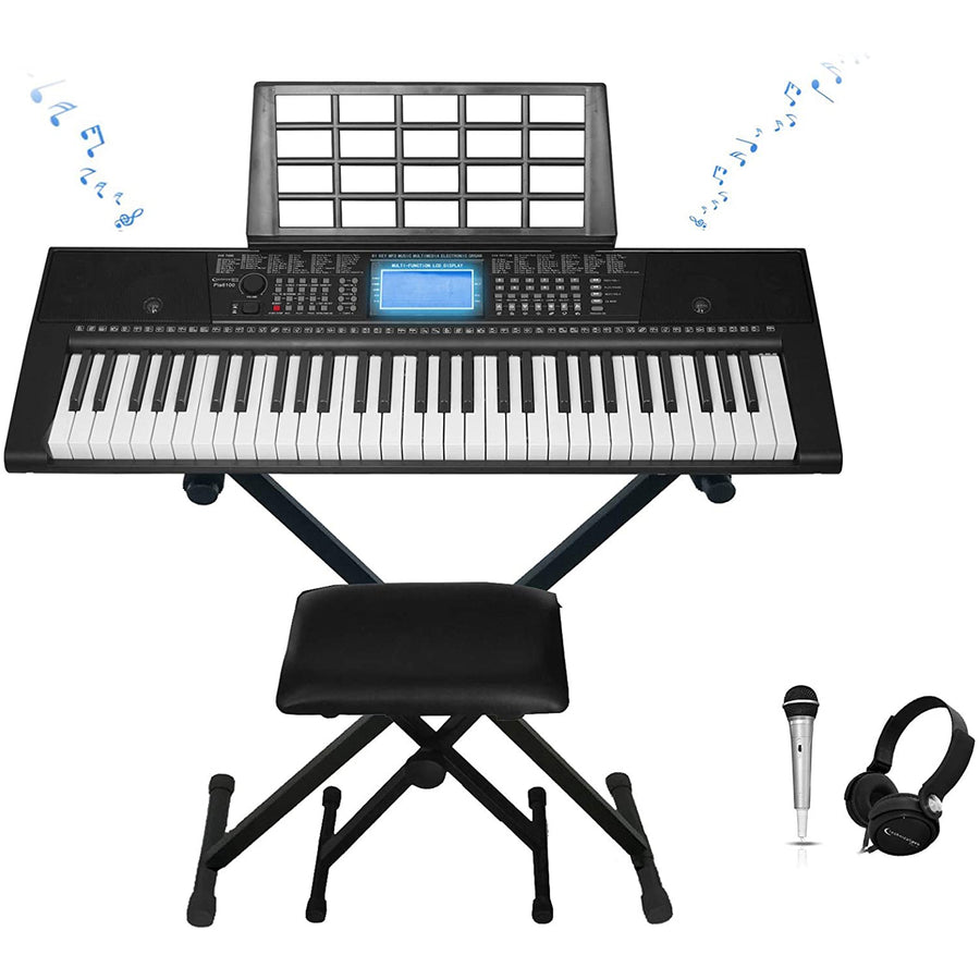 Technical Pro 61 Keys Electric Piano Keyboard with Stand Seat Mic Headphones Image 1