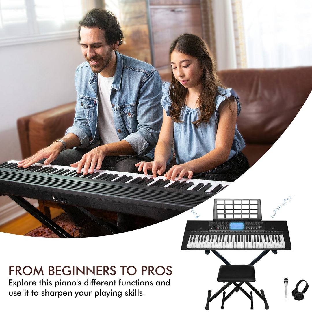 Technical Pro 61 Keys Electric Piano Keyboard with Stand Seat Mic Headphones Image 6