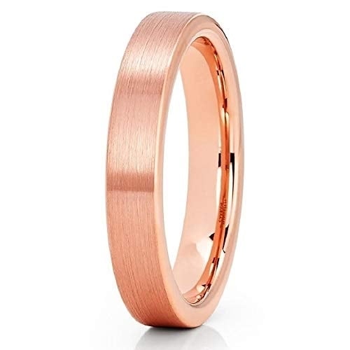 4mm - Rose Gold Tungsten Ring - Tungsten Wedding Band - Rose Gold Ring (7) Image 1