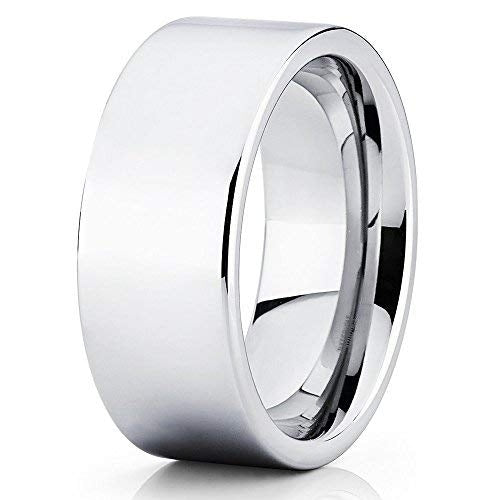12mm Silver Tungsten Ring Tungsten Carbide Ring Shiny Polish Tungsten Band (6) Image 1