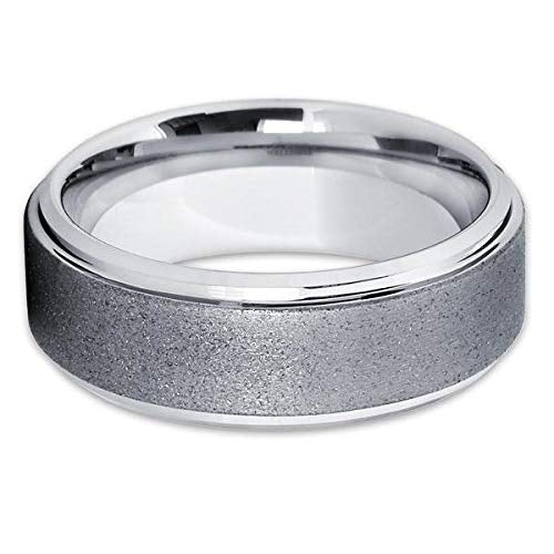 8mm- Tungsten Wedding Band - Silver Tungsten Ring - Mens Tungsten - Gray (7) Image 2