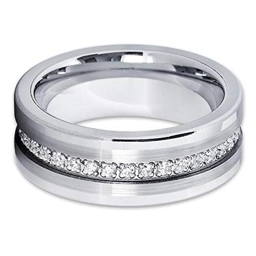 8mm- Mens Tungsten Wedding Band - Silver Tungsten Ring - Ring - Tungsten (14) Image 2